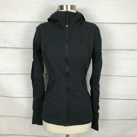 lululemon athletica Jackets & Blazers - Lululemon Dance Studio Jacket Black Size 8 Reversible Hooded Full Zip Athletic
